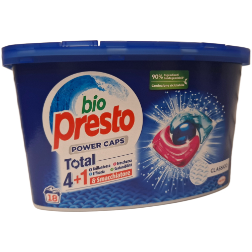 Skalbimo kapsulės Bio Presto Power Caps Total 4+1 Classico -(18vnt)