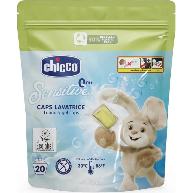 Skalbimo kapsulės "Chicco sensitive" pakuotėje 20vnt