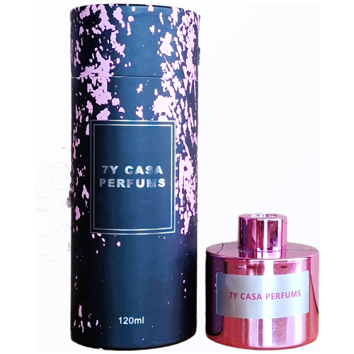 Elegantiškas mėlynas 7Y Casa Perfums Pink Chance namų kvapo buteliukas ir dovanų pakuotė