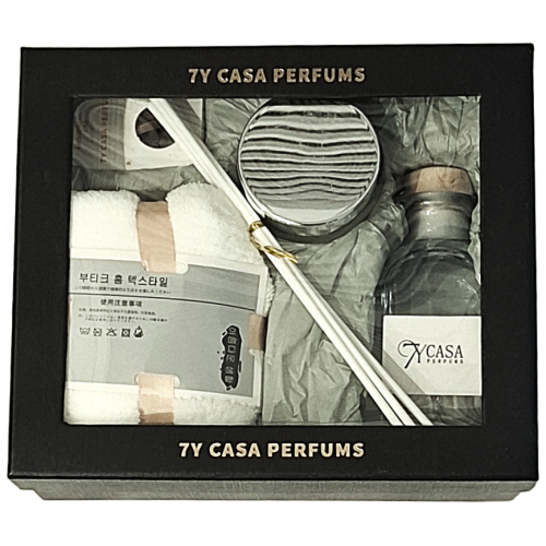 Prabangus juodas 7Y CASA PERFUMS Yara namų kvapų dovanų rinkinys juodoje dėžutėje su langeliu