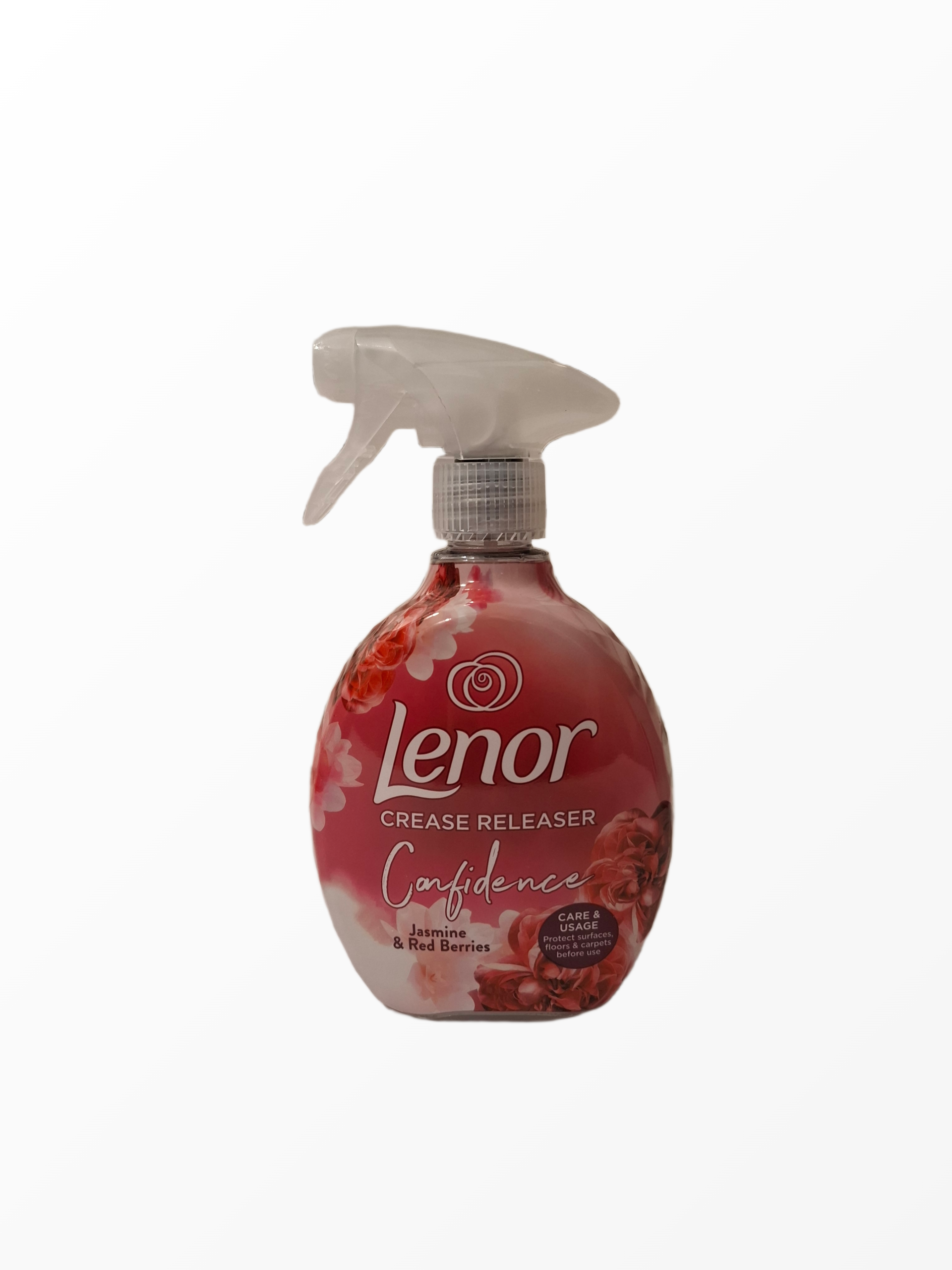 Lenor-confdence-500ml.jpg Audinių lyginimo purškiklis Lenor Crease Releaser Confidence Jasmine 500ml buteliukas su purkštuku