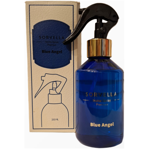 Sorvella Premium Blue Angel purškiamas namų kvapas 250 ml buteliukas ir pakuotė