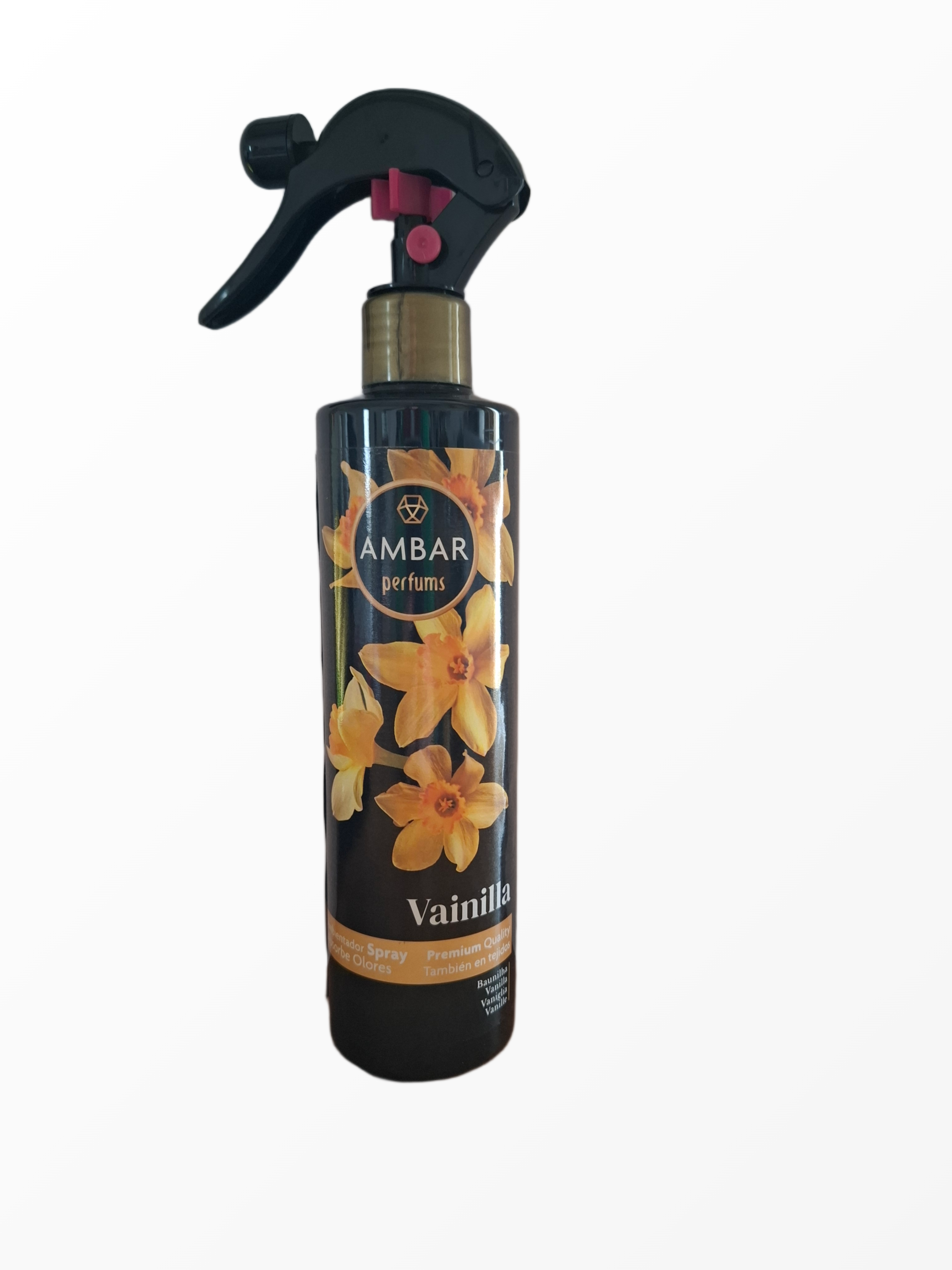 Ambar Perfums Vainilla purškiamas kvapų neutralizatorius ir oro gaiviklis audiniams 280 ml flakone