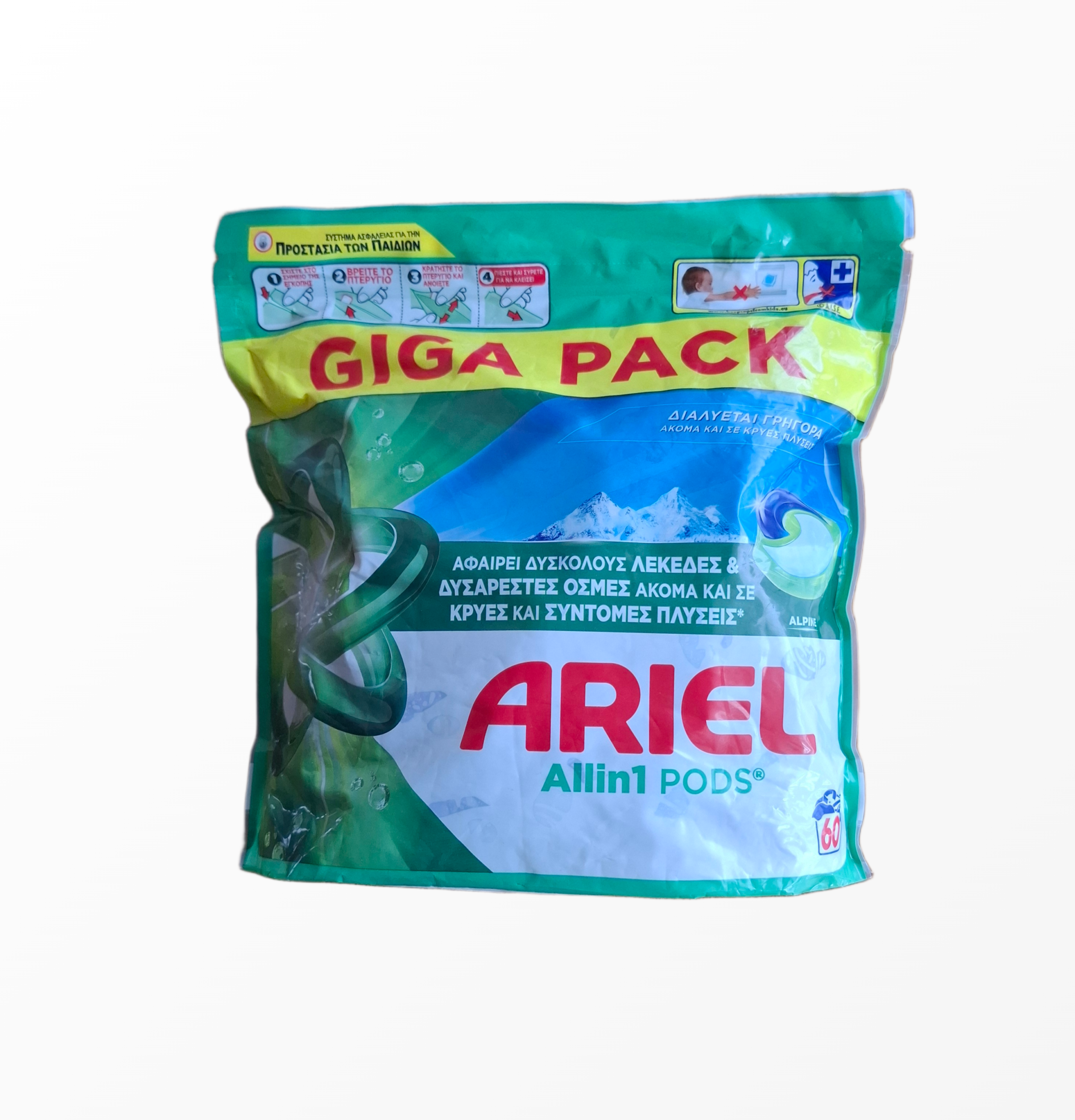 Ariel Allin1 PODS Alpine skalbimo kapsulės 60 vnt. Giga Pack pakuotė