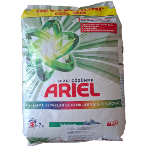ariel-dag-esintisi-skalbimo-milteliai-7kg-46-skalbimai.jpg Ariel Dağ Esintisi greitai ištirpstantys skalbimo milteliai baltiems ir spalvotiems drabužiams 7kg pakuotė