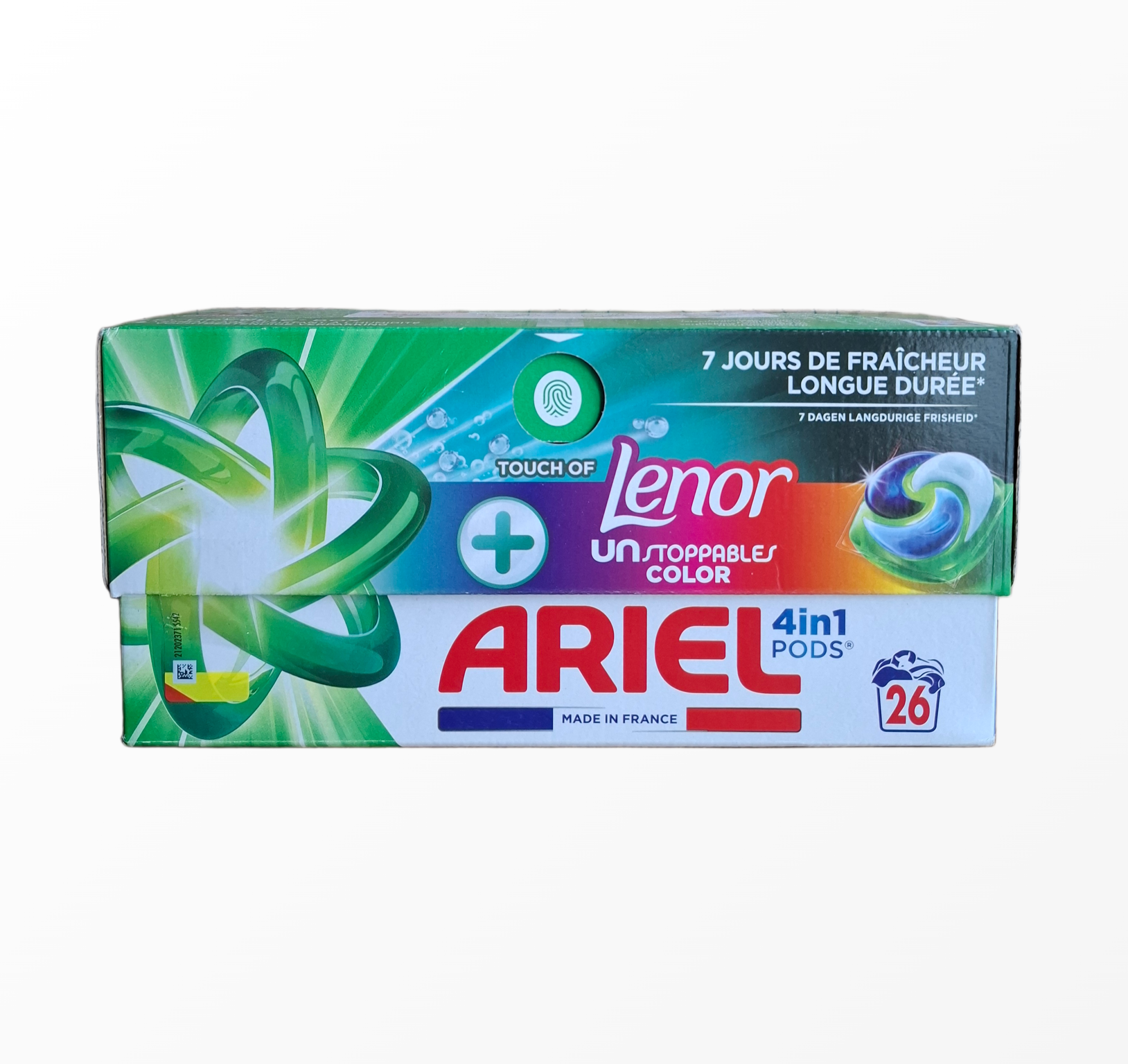 Ariel All-in-1 PODS + Lenor Unstoppables Color skalbimo kapsulių pakuotė, 26 vnt
