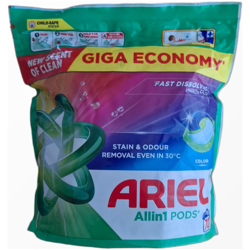 Ariel Stain & Odour Removal Color skalbimo kapsulės 70 vnt. Giga Economy