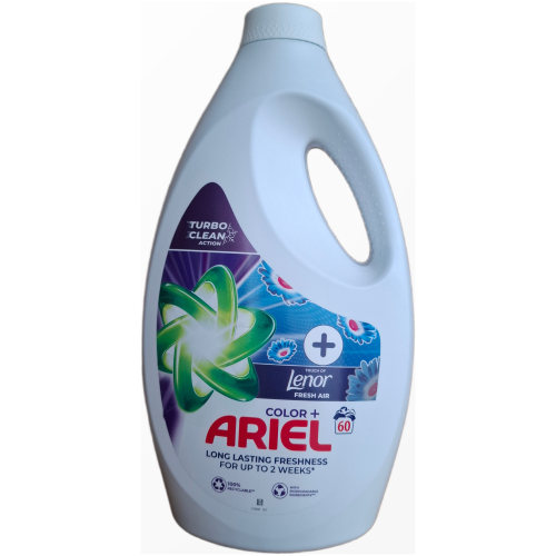 Ariel + Touch of Lenor Fresh Air skystas skalbiklis spalvotiems drabužiams, 60 skalbimų