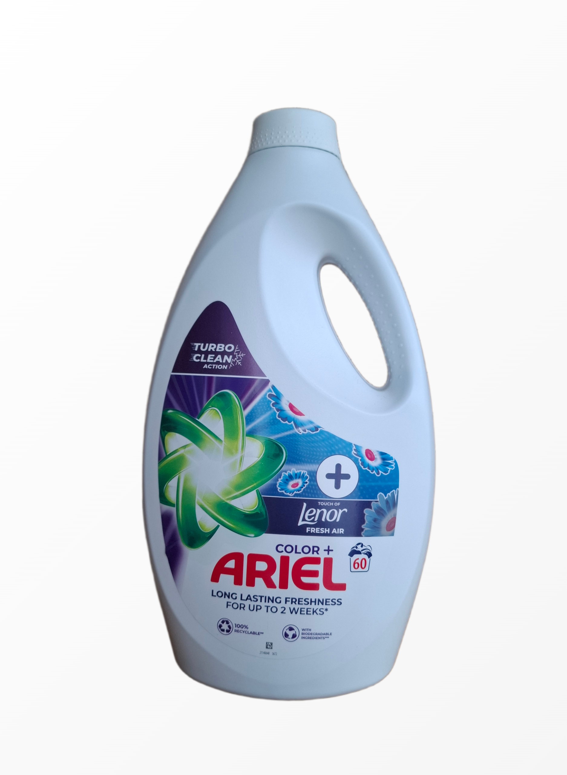 Ariel + Touch of Lenor Fresh Air skystas skalbiklis spalvotiems drabužiams, 60 skalbimų