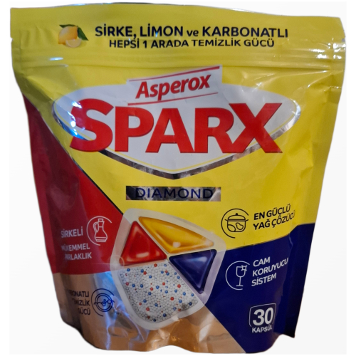 Asperox Sparx Diamond indaplovių kapsulių pakuotė 30 vienetų