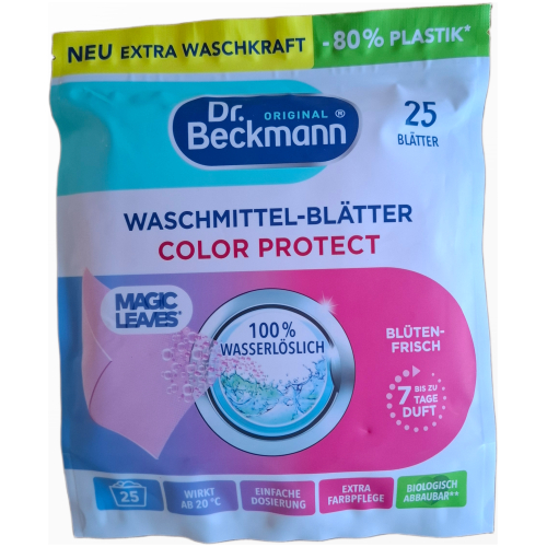 Dr. Beckmann Magic Leaves Color magiški skalbimo lapeliai spalvotiems audiniams saugantys spalvas 25 vnt pakuotė