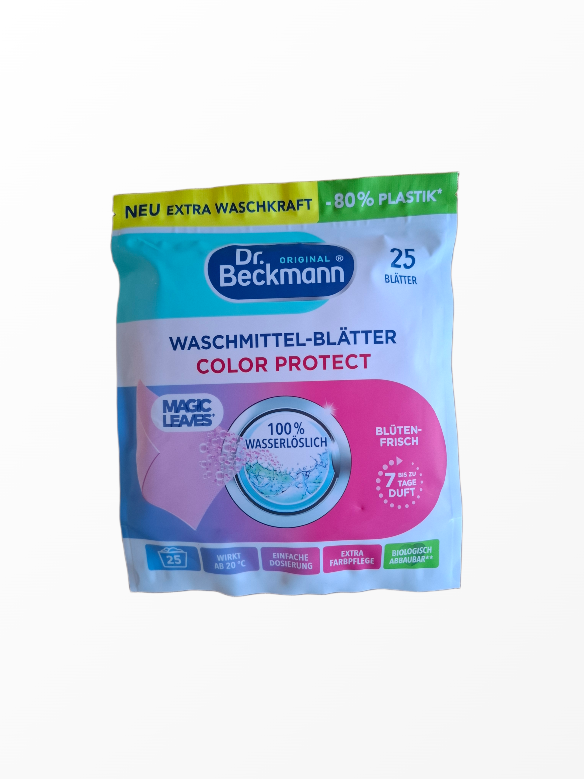 Dr. Beckmann Magic Leaves Color magiški skalbimo lapeliai spalvotiems audiniams saugantys spalvas 25 vnt pakuotė