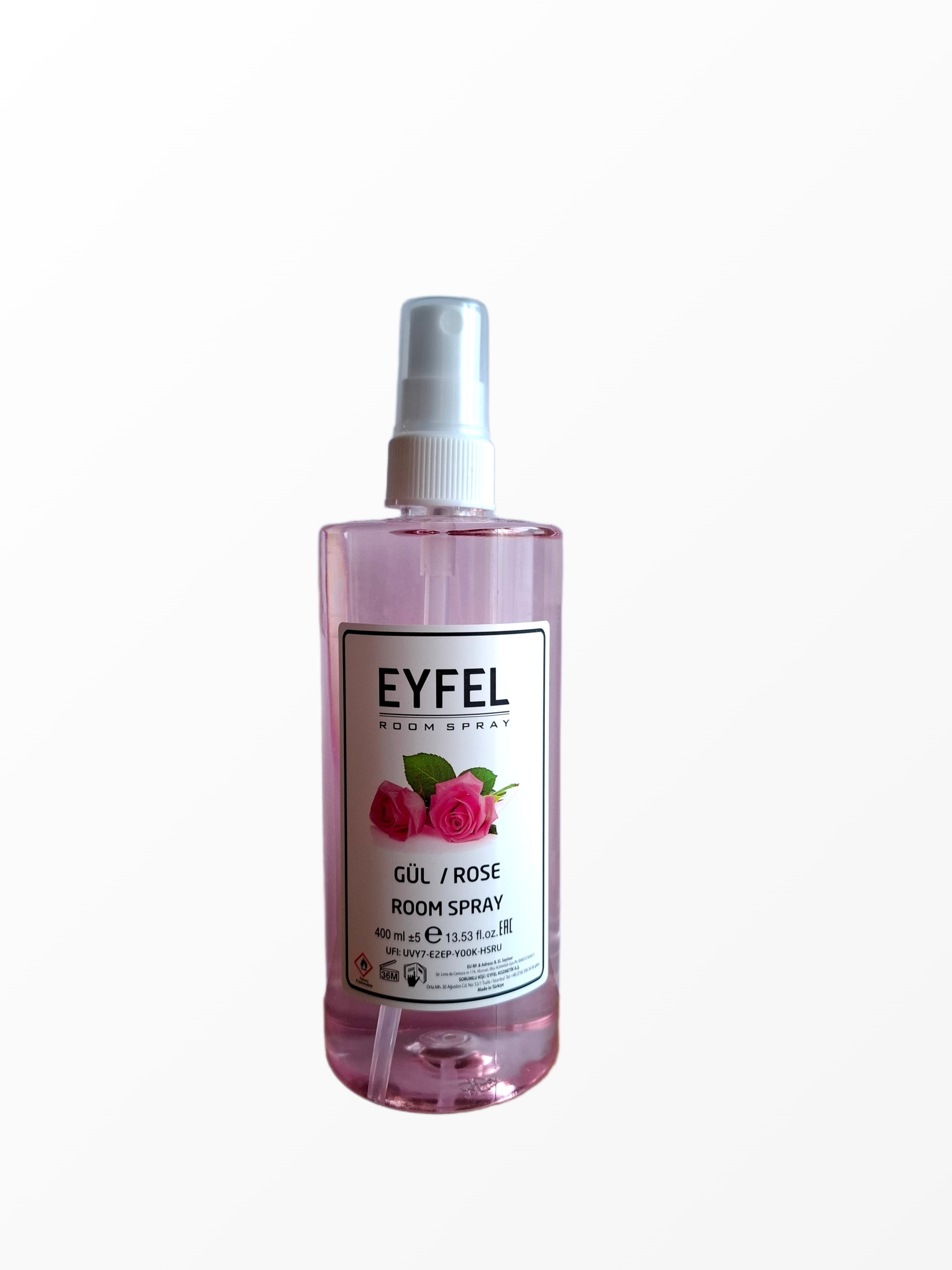 Rausvos spalvos Eyfel Rose purškiamas namų kvapas su rožių žiedų motyvais 400 ml