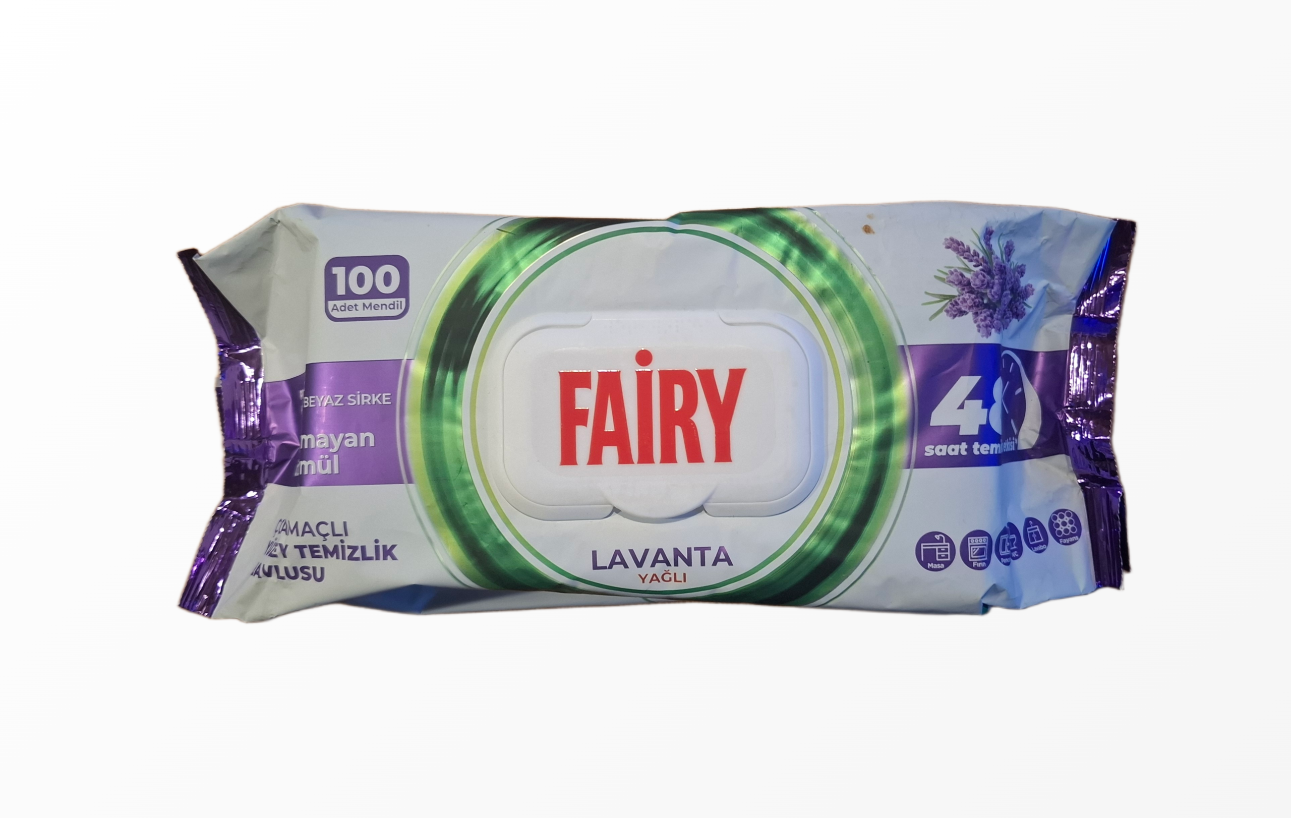 Mėlyna Fairy Lavanta Yagli universalių drėgnų valymo servetėlių 100 vienetų pakuotė su dangteliu
