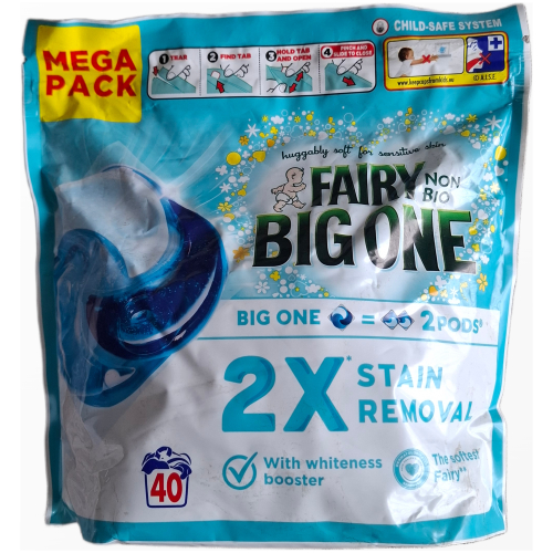 fairy-non-bio-big-one-skalbimo-kapsules-40-vnt.jpg Fairy Non Bio Big One universalios skalbimo kapsulės jautriai odai 40 vnt pakuotė