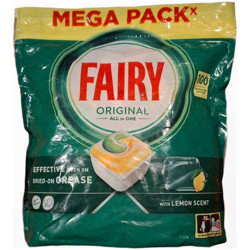 Indaplovių kapsulės Fairy Original All In One Lemon 100 vnt pakuotė
