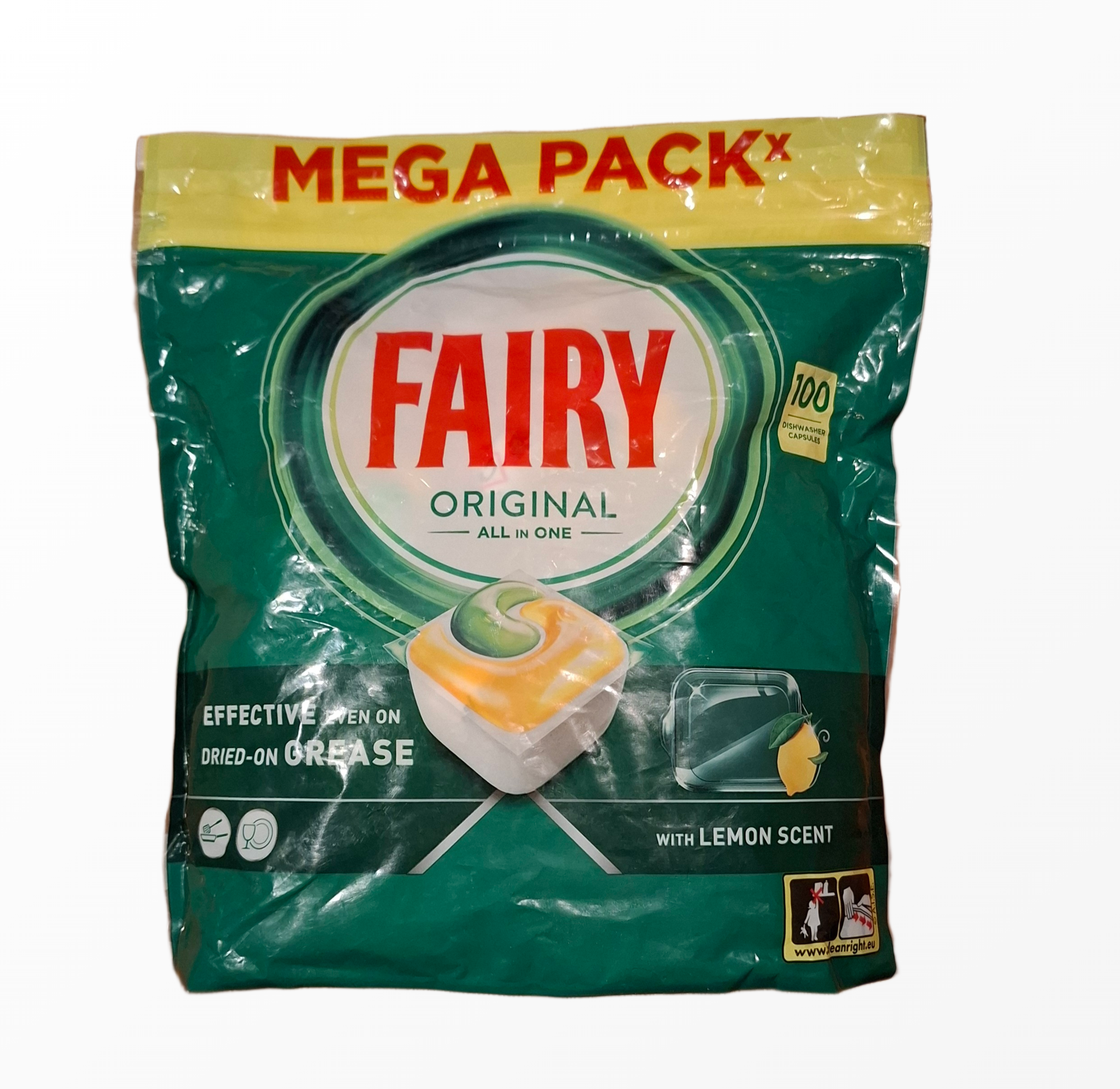 Indaplovių kapsulės Fairy Original All In One Lemon 100 vnt pakuotė