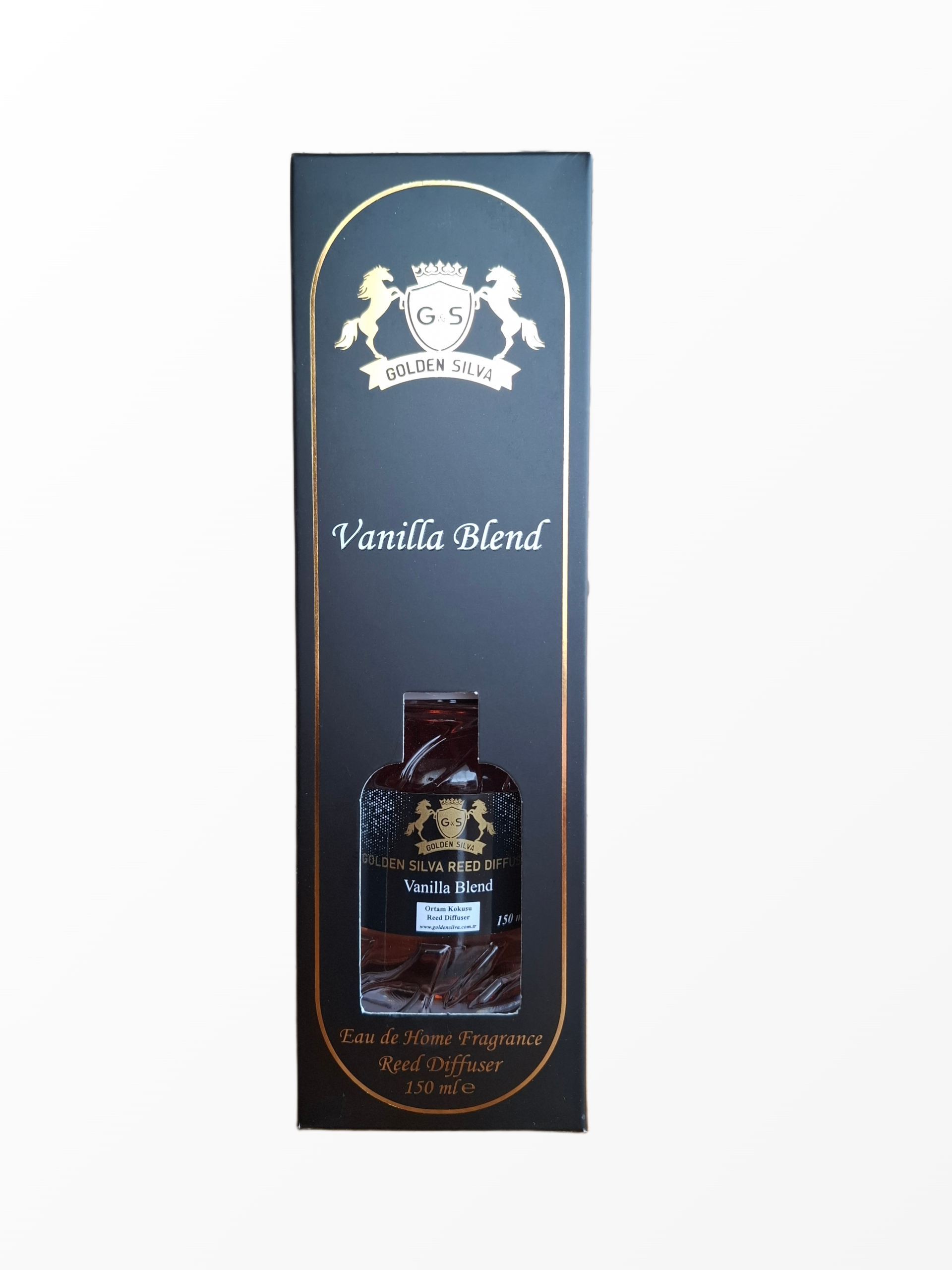 Prabangios pakuotės Golden Silva Vanilla Blend namų kvapas su lazdelėmis stikliniame buteliuke