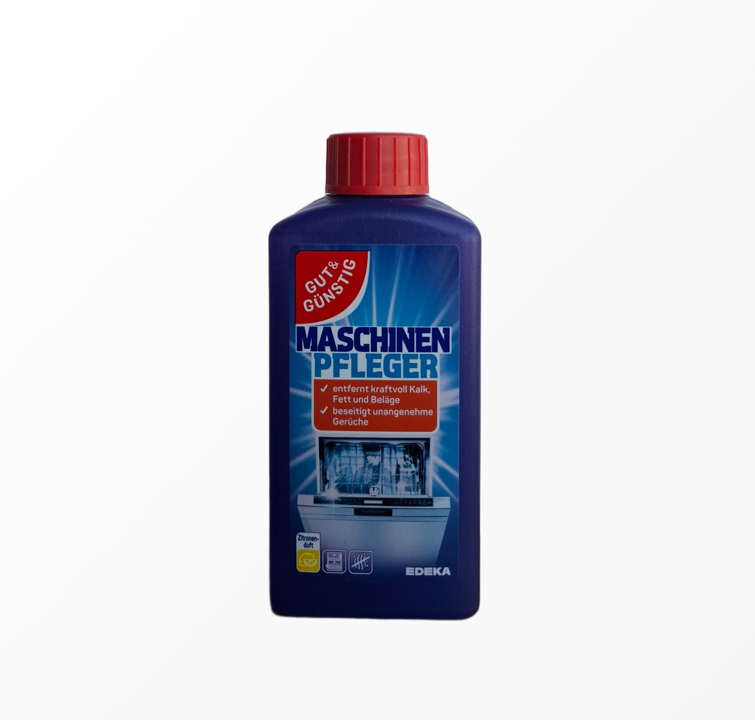 Akcija GUT & GÜNSTIG Maschinen Pfleger 250 ml skystas indaplovės valiklis mėlyname buteliuke