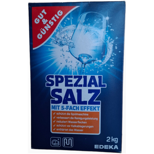 Indaplovių druska Gut & Günstig Spezial Salz 2 kg pakuotėje