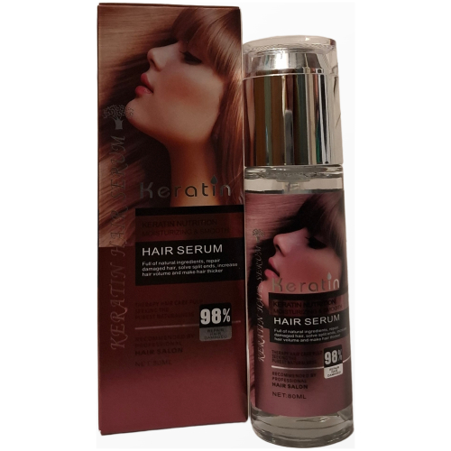 keratin-hair-serum-plauku-serumas-80ml.jpg Atstatomasis plaukų serumas Keratin Hair Serum 80 ml pakuotė ir buteliukas