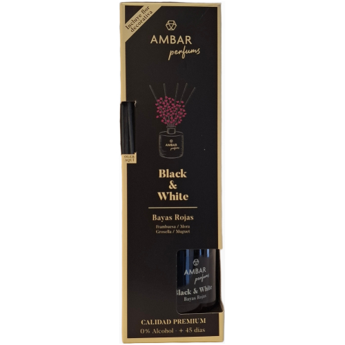 Ambar Perfums Black & White Bayas Rojas namų kvapas su dekoratyvine gėle