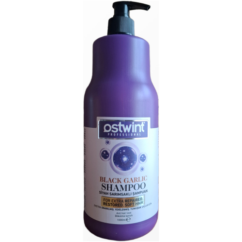 Šampūnas nuo plaukų slinkimo Ostwint Professional Black Garlic Shampoo 1000 ml violetinis buteliukas su dozatoriumi