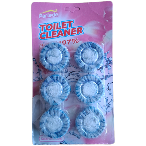 Mėlynos tualeto bakelio tabletės Parlede Toilet Cleaner 6 vienetų pakuotėje