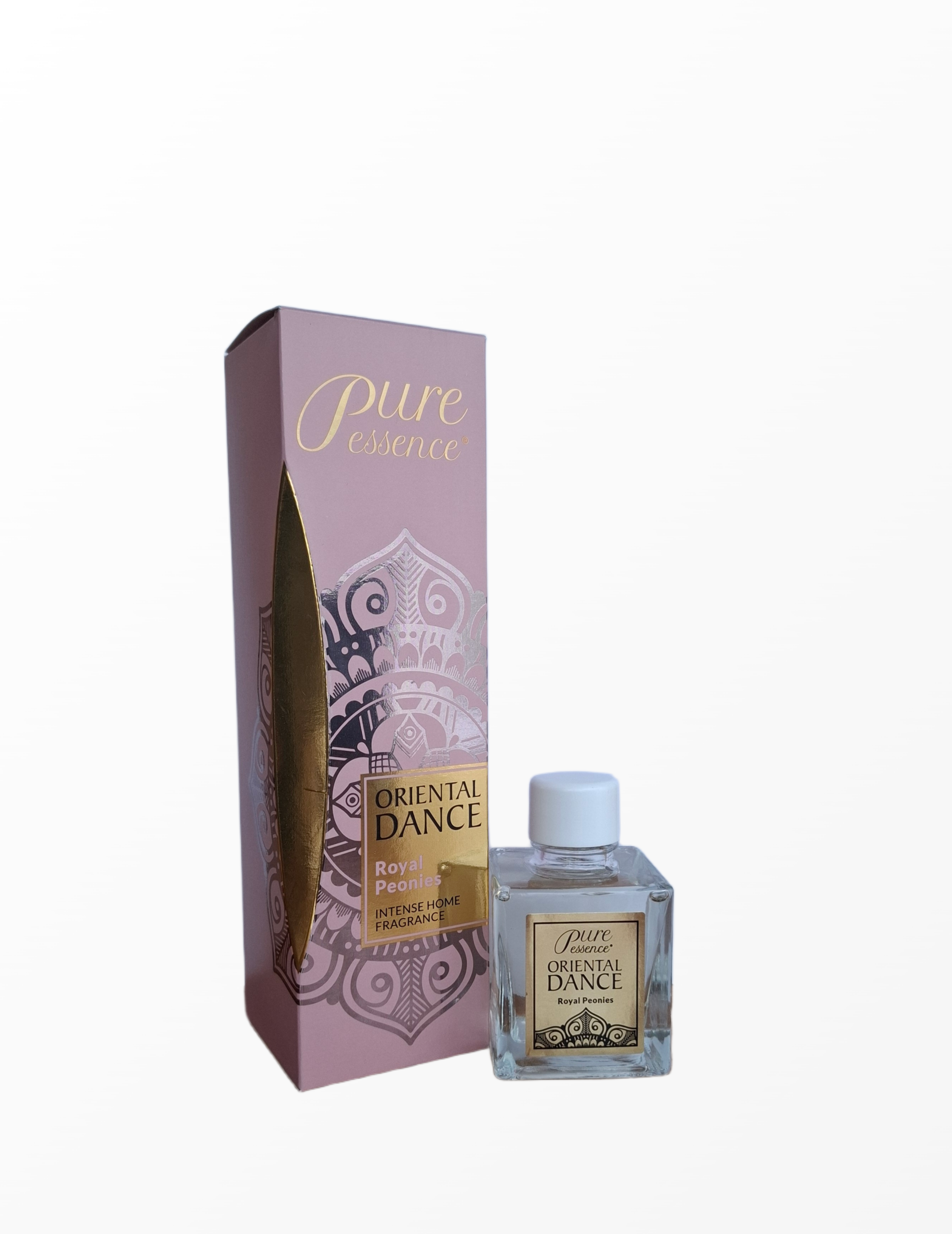 PURE ESSENCE Oriental Dance Royal Peonies namų kvapas su lazdelėmis violetinėje dėžutėje