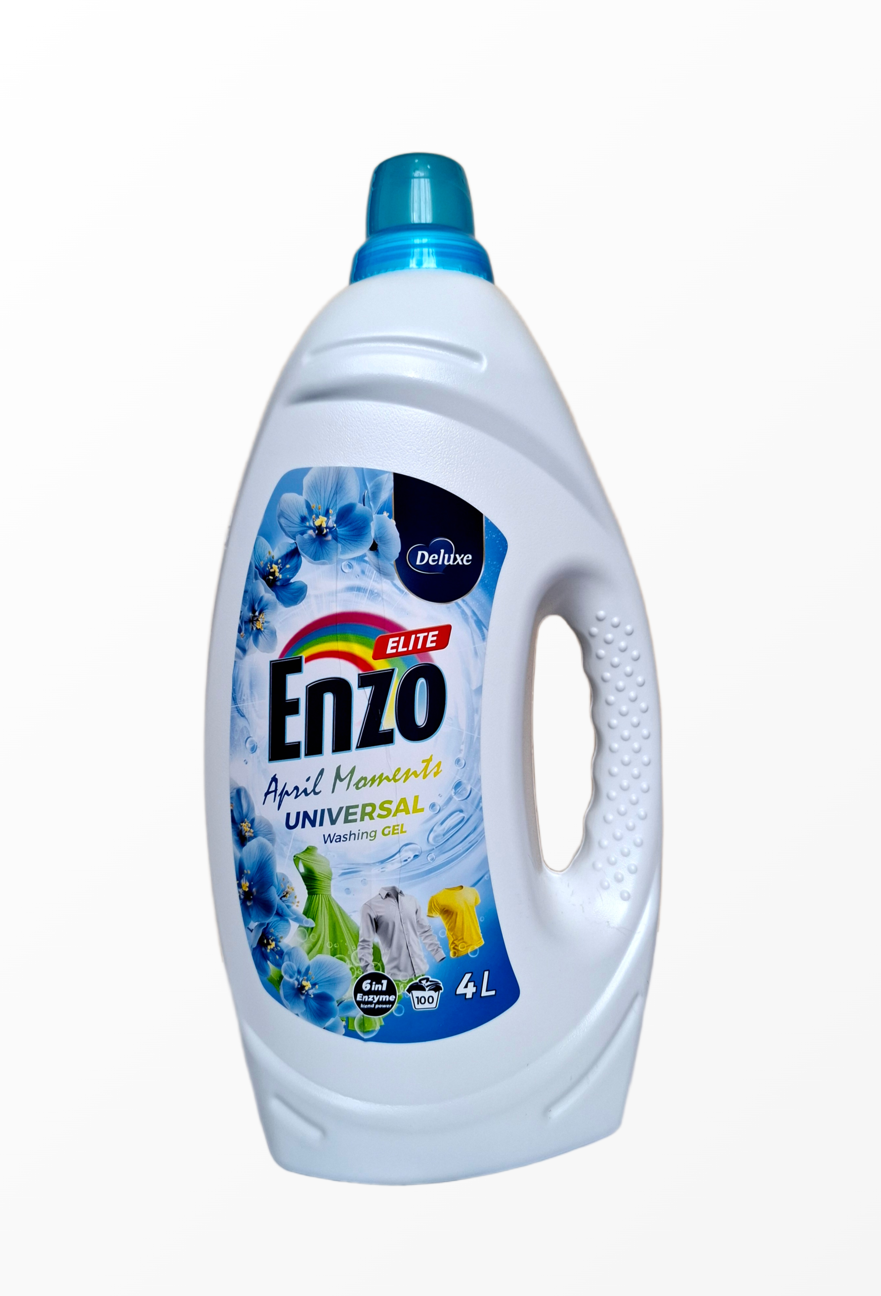 Skystas skalbimo gelis Deluxe Enzo Elite Universal April Moments, 4 litrų pakuotė 100 skalbimų