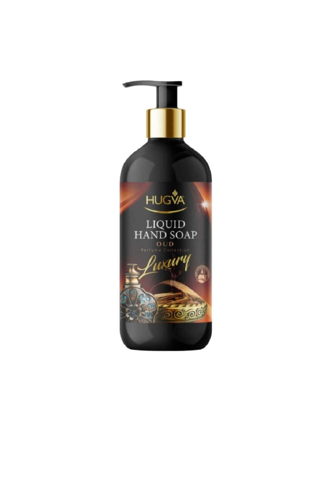 skystas-muilas-hugva-luxury-oud-500ml.jpg Prabangus juodas Hugva Luxury Oud skysto muilo buteliukas su dozatoriumi
