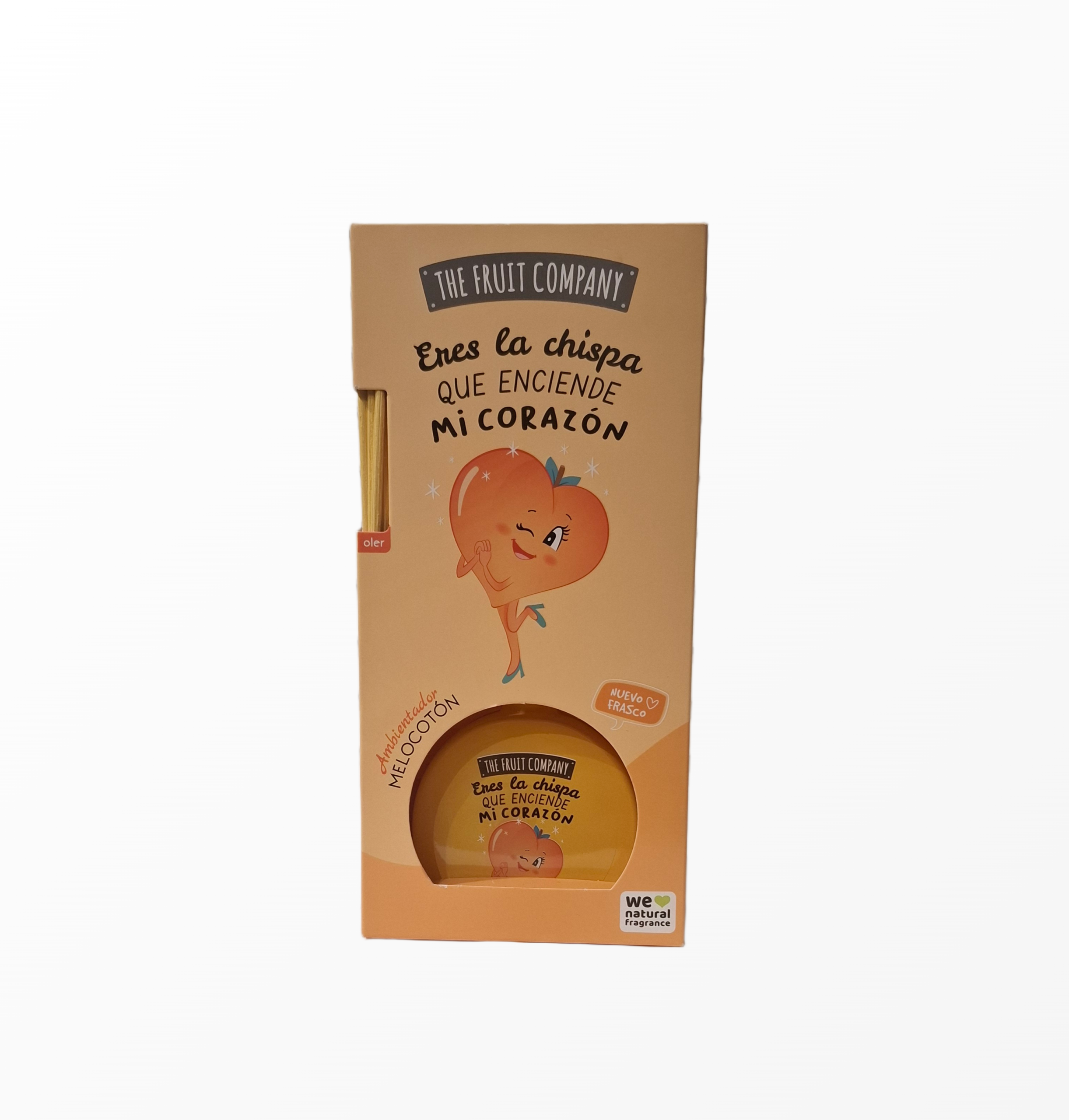 the-fruit-company-peach-namu-kvapas-40ml.jpg Persikų kvapo namų difuzorius The Fruit Company Peach pakuotė ir buteliukas