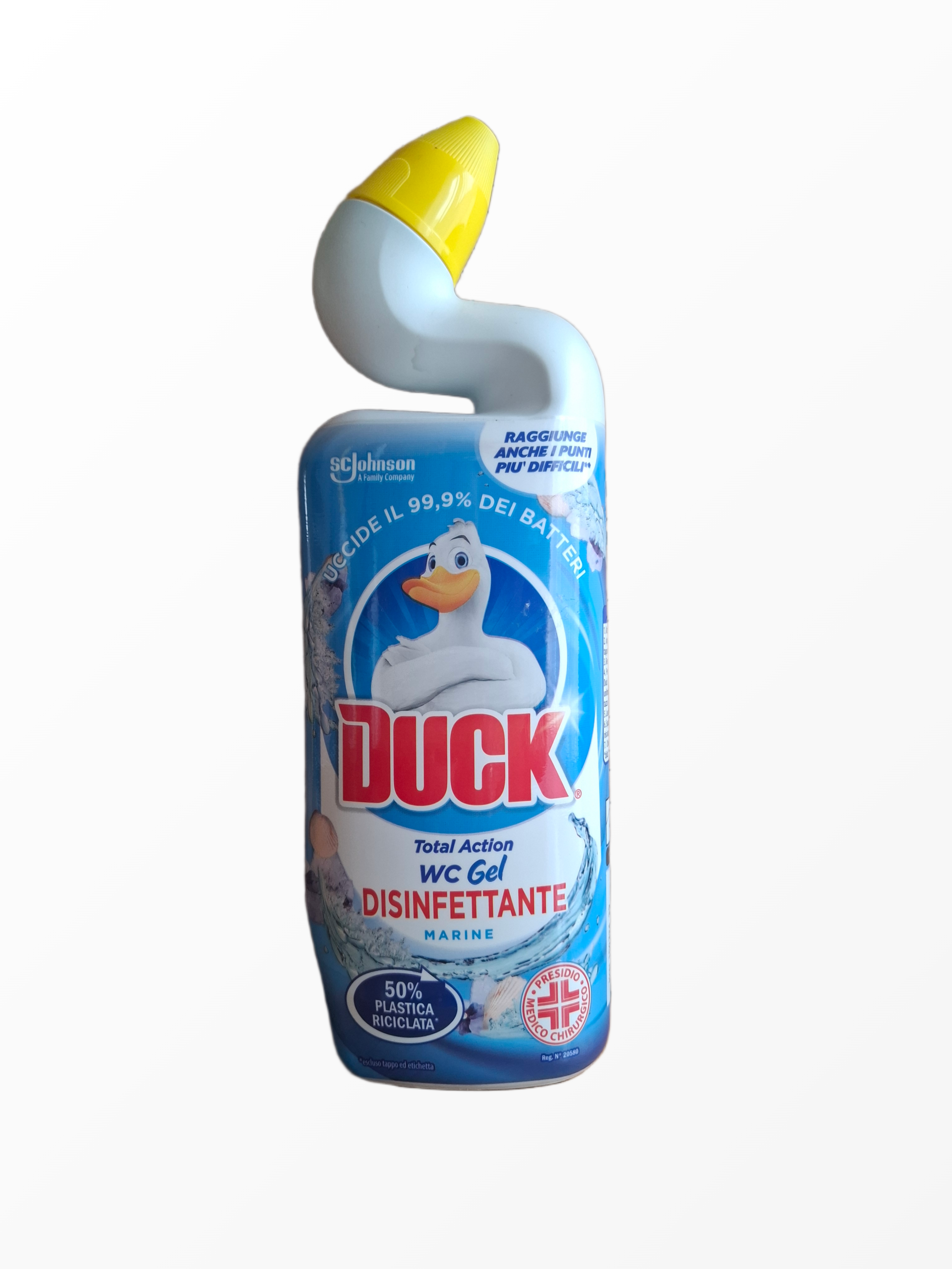 Tualeto valiklis dezinfekantas Duck Total Action WC Gel Marine 750 ml su anties kaklo formos dozatoriumi