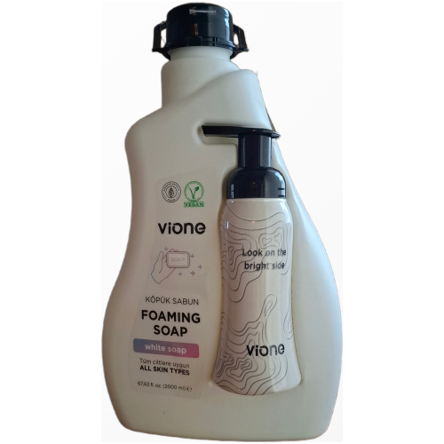 Vione White Soap veganiškas putojantis rankų muilas dviejų litrų talpoje su išimamu dozatoriumi