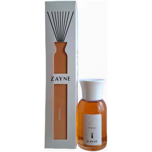 ZAYNE Premium Series Sandal namų kvapas su lazdelėmis, 110 ml stiklinis difuzorius