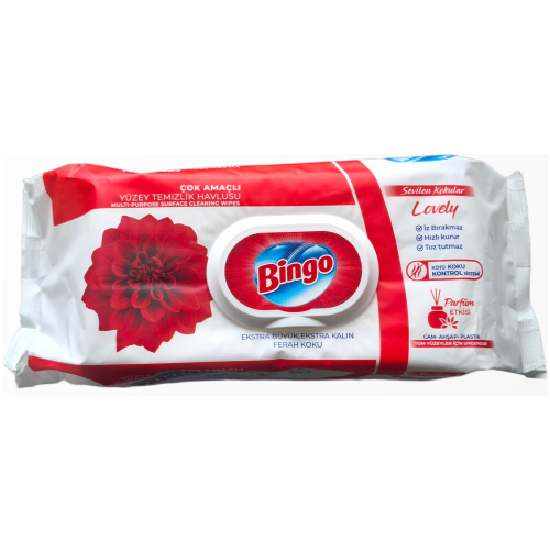 Universalios dregnos pavirsiu valymo serveteles Bingo Clean Lovely 96 vnt pakuote