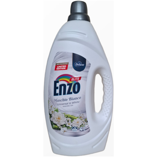 Skystas skalbiklis Deluxe Enzo Elite Universal ir White 4 litru talpos butelyje baltiems ir sviesiems drabuziams