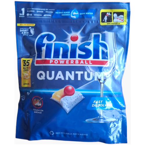 Indaplovių kapsulės Finish Powerball Quantum All in 1 Lemon, 35 vnt. pakuotė