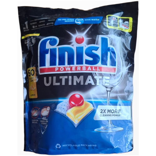 Indaplovių kapsulės Finish Powerball Ultimate All in 1 Lemon, 50 vnt. pakuotė