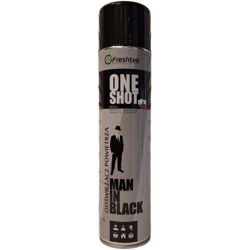 Freshtek One Shot Man in Black sodraus vyriško kvepalų aromato profesionalus oro gaiviklis juodame flakone