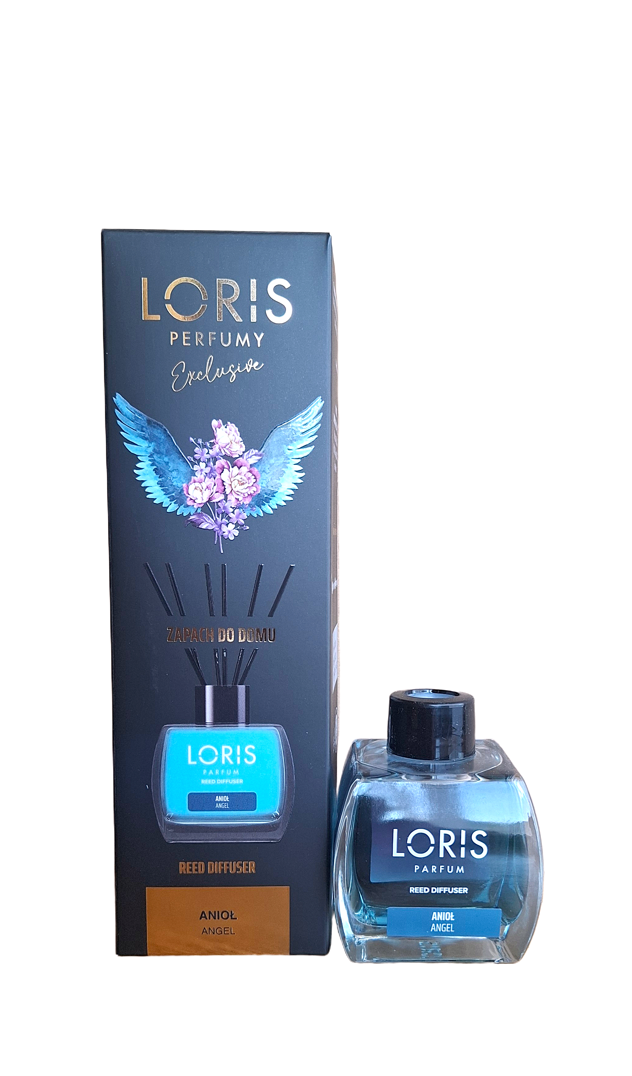 namu-kvapas-loris-angel-120ml.jpg Namu kvapas su bambuko lazdelemis Loris Angel stikliniame buteliuke su angelo sparnu pakuote