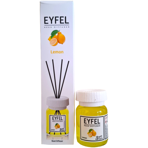 Eyfel Lemon namų kvapas su lazdelėmis 120ml pakuotė ir buteliukas