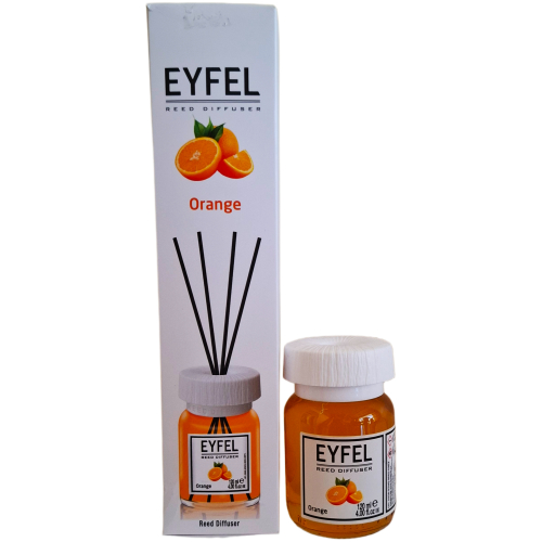 Eyfel Orange namų kvapas su lazdelėmis 120ml pakuotė ir buteliukas