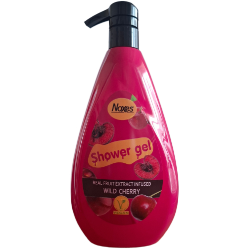 Veganiška dušo želė Noxes Wild Cherry 700 ml buteliukas su dozatoriumi