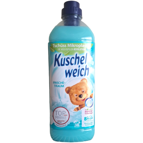 audiniu-minkstiklis-kuschelweich-frischetraum.jpg Audinių minkštiklis Kuschelweich Frischetraum švaros ir gaivos kvapo 1L 38 skalbimai