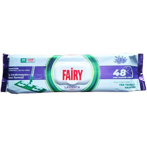 Drėgnos grindų valymo servetėlės Fairy Lavanda 50 vnt pakuotė mopo šluotai
