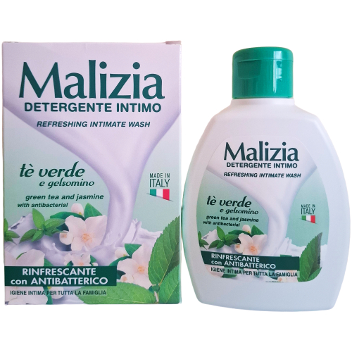 Malizia Detergente Intimo zaliuju arbatos ir jazminu intymios higienos prausiklis su antibakteriniu poveikiu