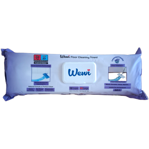Wewi Easy Clean drėgnos grindų valymo šluostės su levandų kvapu mopo įdėklai violetinėje pakuotėje 50 vnt