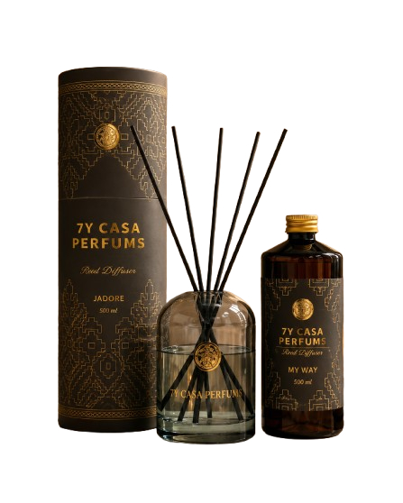 Prabangus namų kvapas su lazdelėmis 7Y Casa Perfums Jadore 500 ml buteliuke su dovanų pakuote