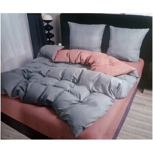 Dvipusis pilkas ir rožinės spalvos patalynės komplektas FILROW H08 200x220 cm